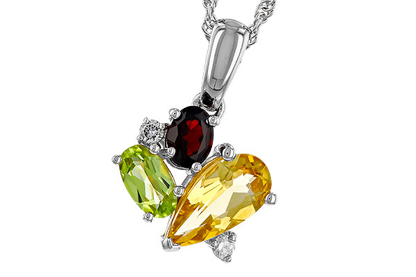 B329-12394: NECKLACE .79 SEMI PREC (CIT,PER,GAR) .82 TGW