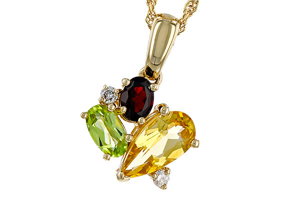 B329-12394: NECKLACE .79 SEMI PREC (CIT,PER,GAR) .82 TGW