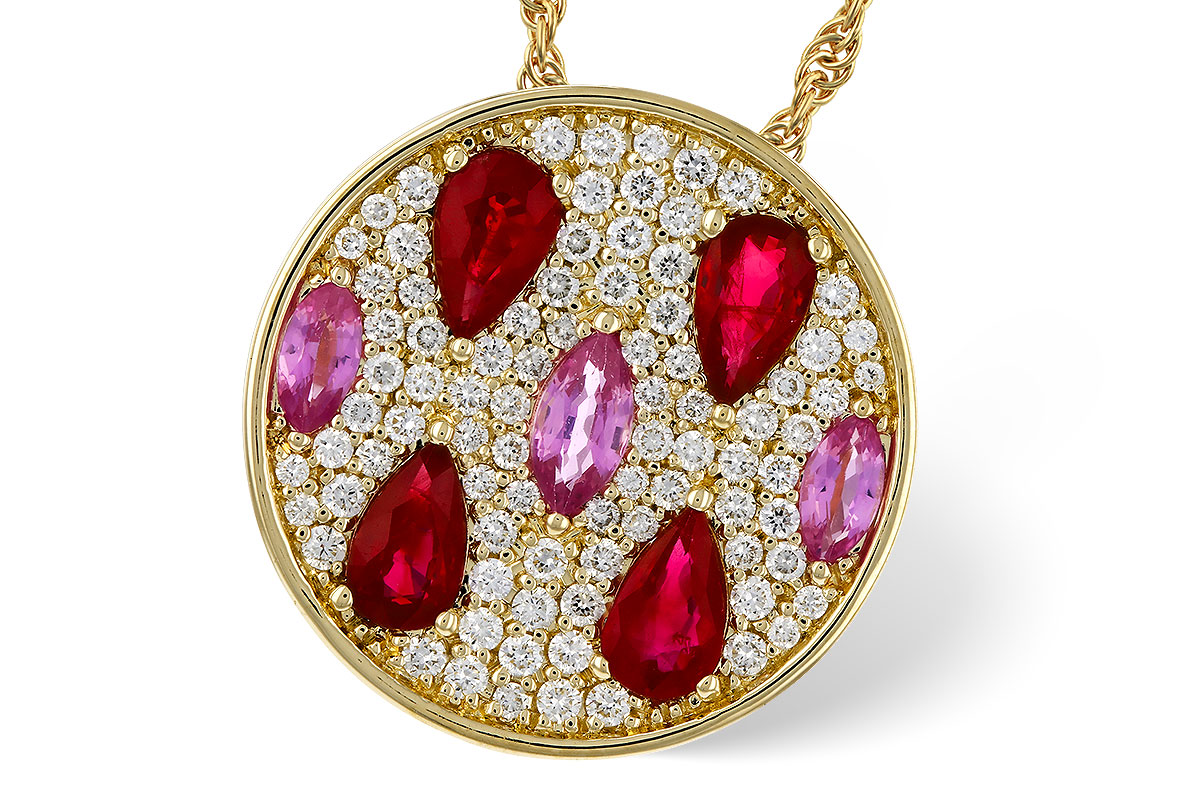 B329-17830: NECK 1.42 TW PRECIOUS (RUBY & PINK SAPP) 1.82 TGW