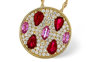 B329-17830: NECK 1.42 TW PRECIOUS (RUBY & PINK SAPP) 1.82 TGW