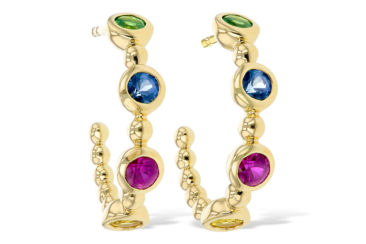 D330-00548: EARR .68 TW MULTI-COLOR SAPPH & GREEN GARNET