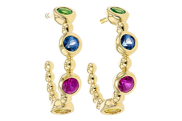 D330-00548: EARR .68 TW MULTI-COLOR SAPPH & GREEN GARNET