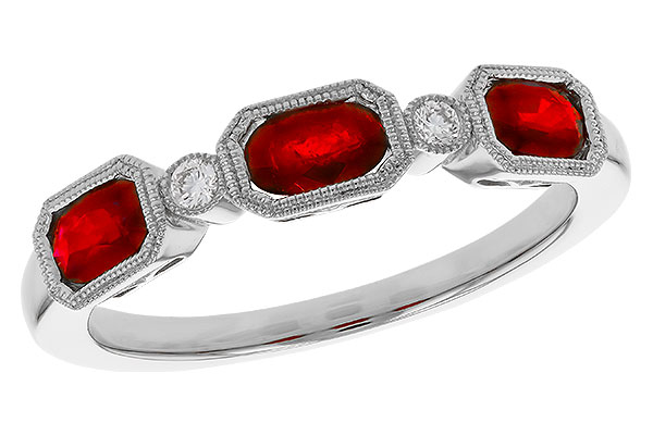 E329-11494: LDS WED RG .72 RUBY .77 TGW (4x3MM RUBY)