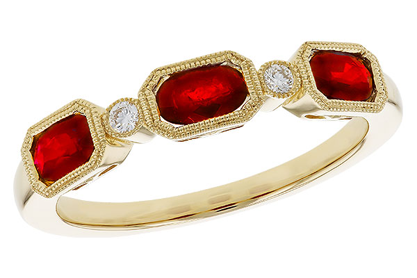 E329-11494: LDS WED RG .72 RUBY .77 TGW (4x3MM RUBY)