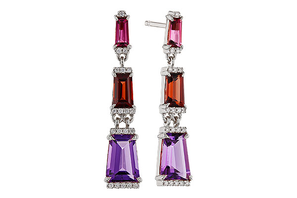 E329-13339: EARRINGS 1.98 SEMI-PREC (PT,GT,AMY) 2.05 TGW