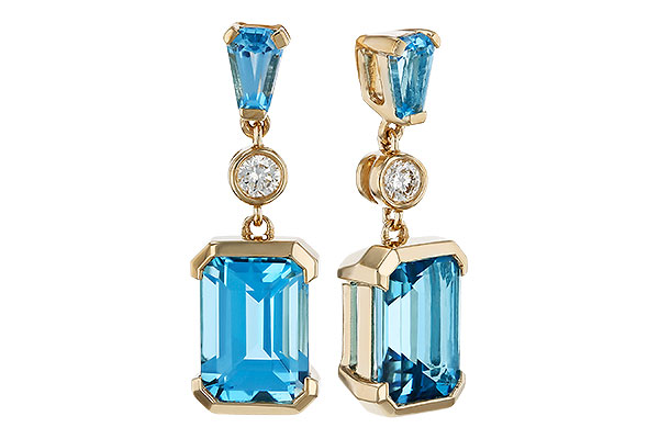 E329-16966: EARRINGS 2.37 TW BLUE TOPAZ 2.44 TGW