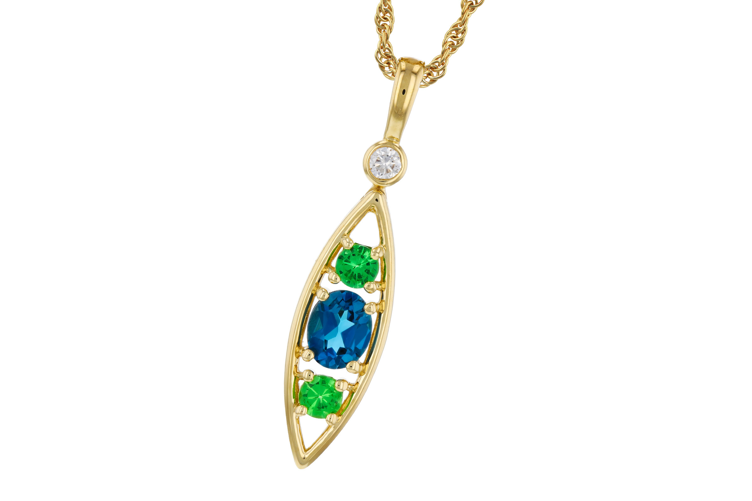 F330-02403: NECKLACE .54 SEMI-PREC (LBT & GR.GT) .58 TGW