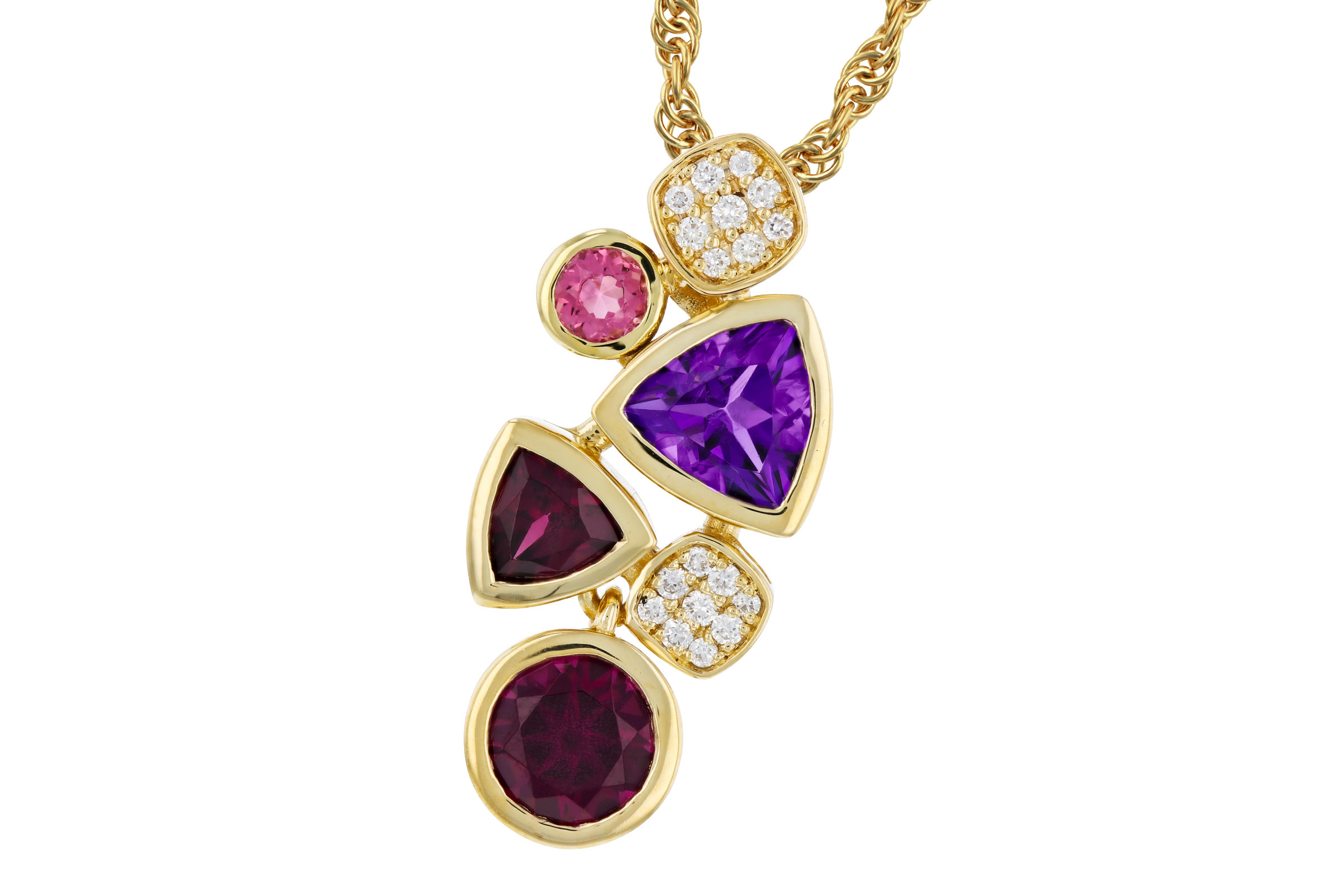 F330-02430: NECKLACE 1.34 SEMI-PREC (AM,RHO,PT) 1.40 TGW