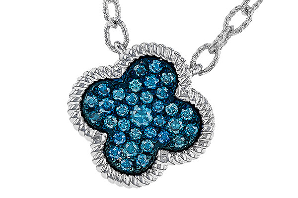 K329-14248: NECKLACE .33 TW BLUE DIAMONDS