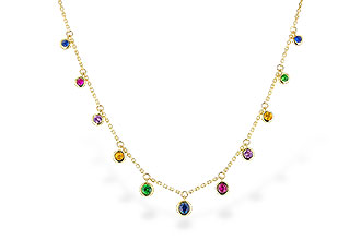 M328-25120: NECK .90 TW MULTI-COLOR SAPPH & GREEN GARNET (18")