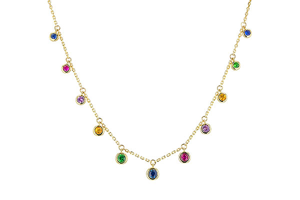 M328-25120: NECK .90 TW MULTI-COLOR SAPPH & GREEN GARNET (18")