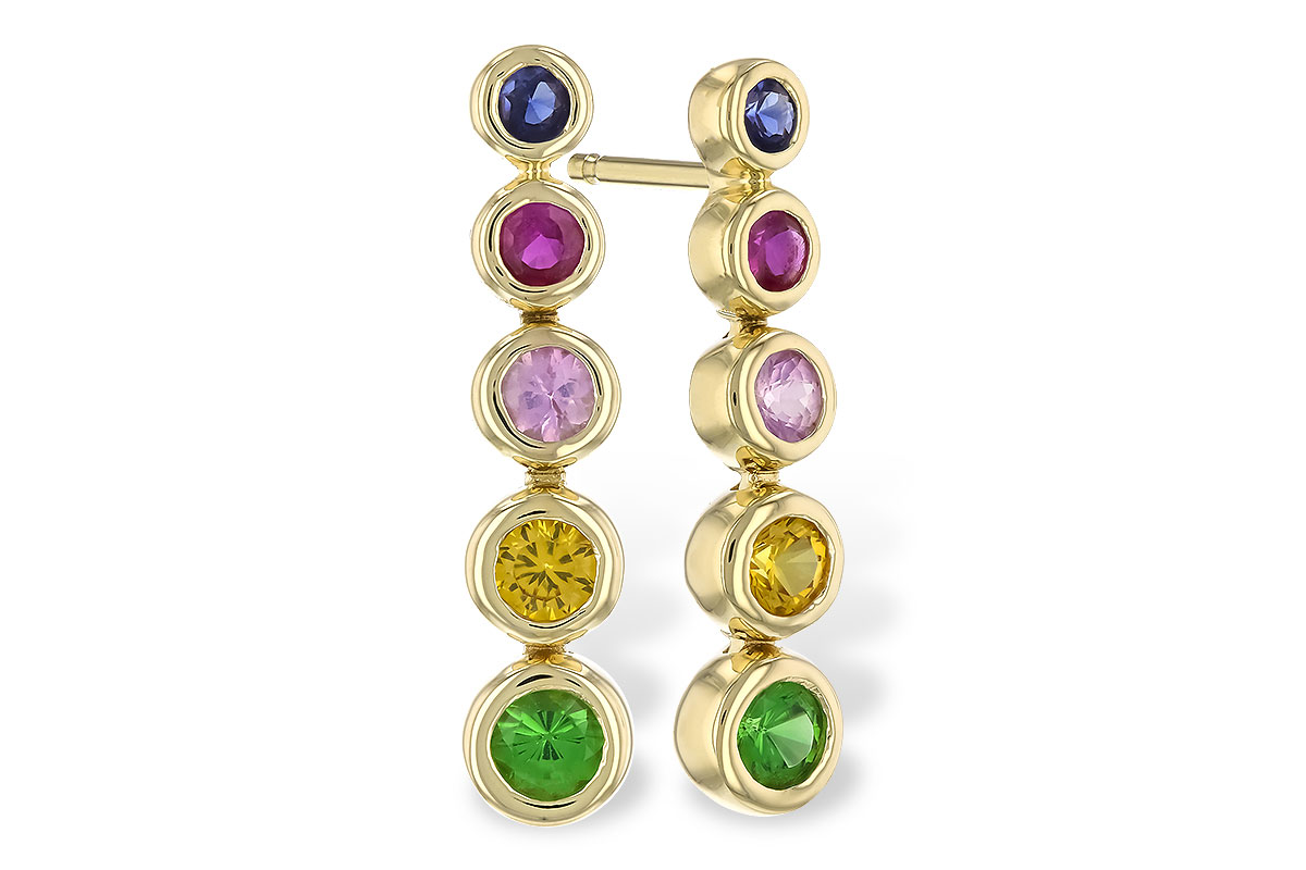 M328-26993: EARR .60 TW MULTI-COLOR SAPPH & GREEN GARNET