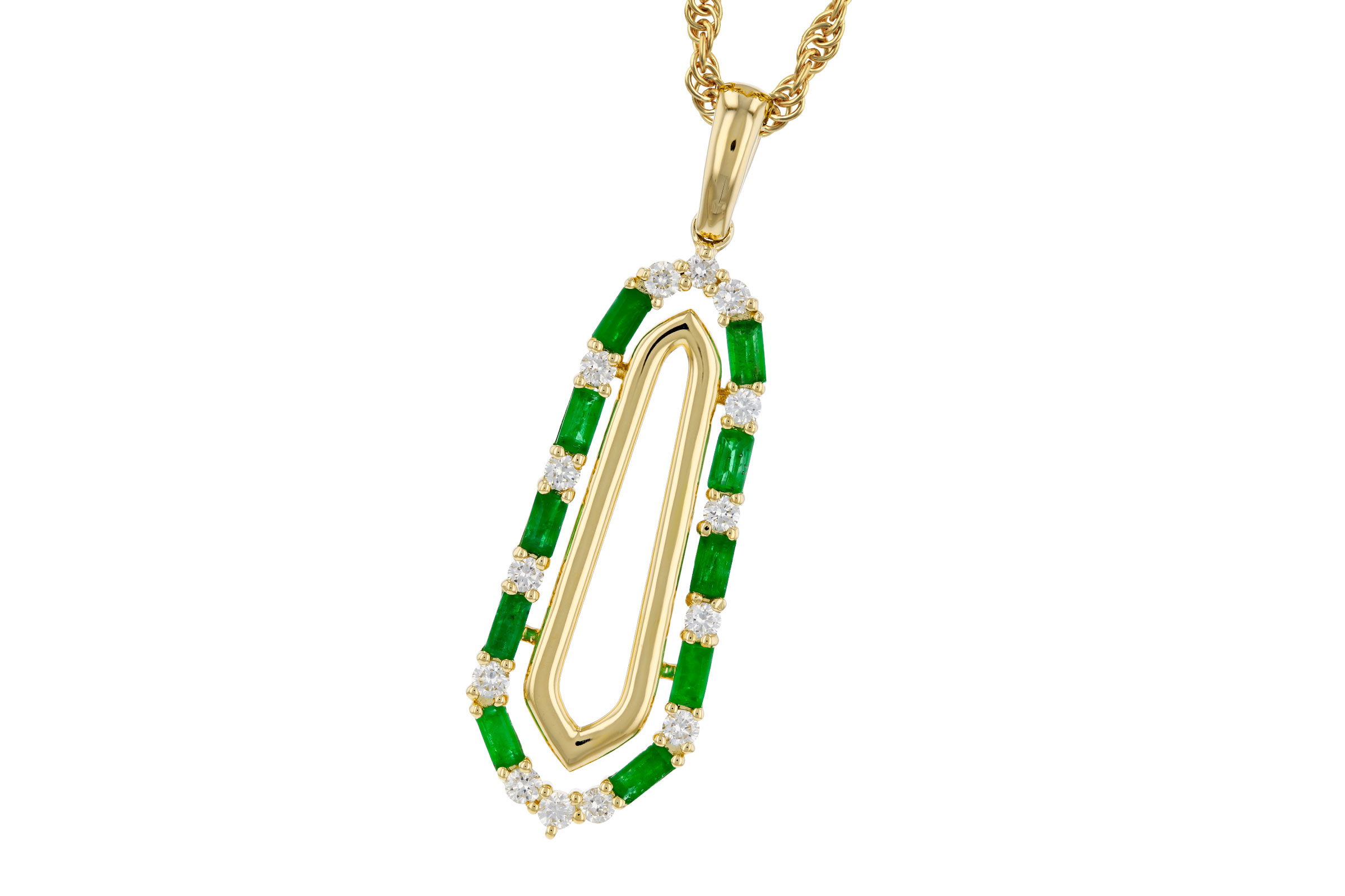 G330-03312: NECKLACE .44 TW EMERALD .64 TGW