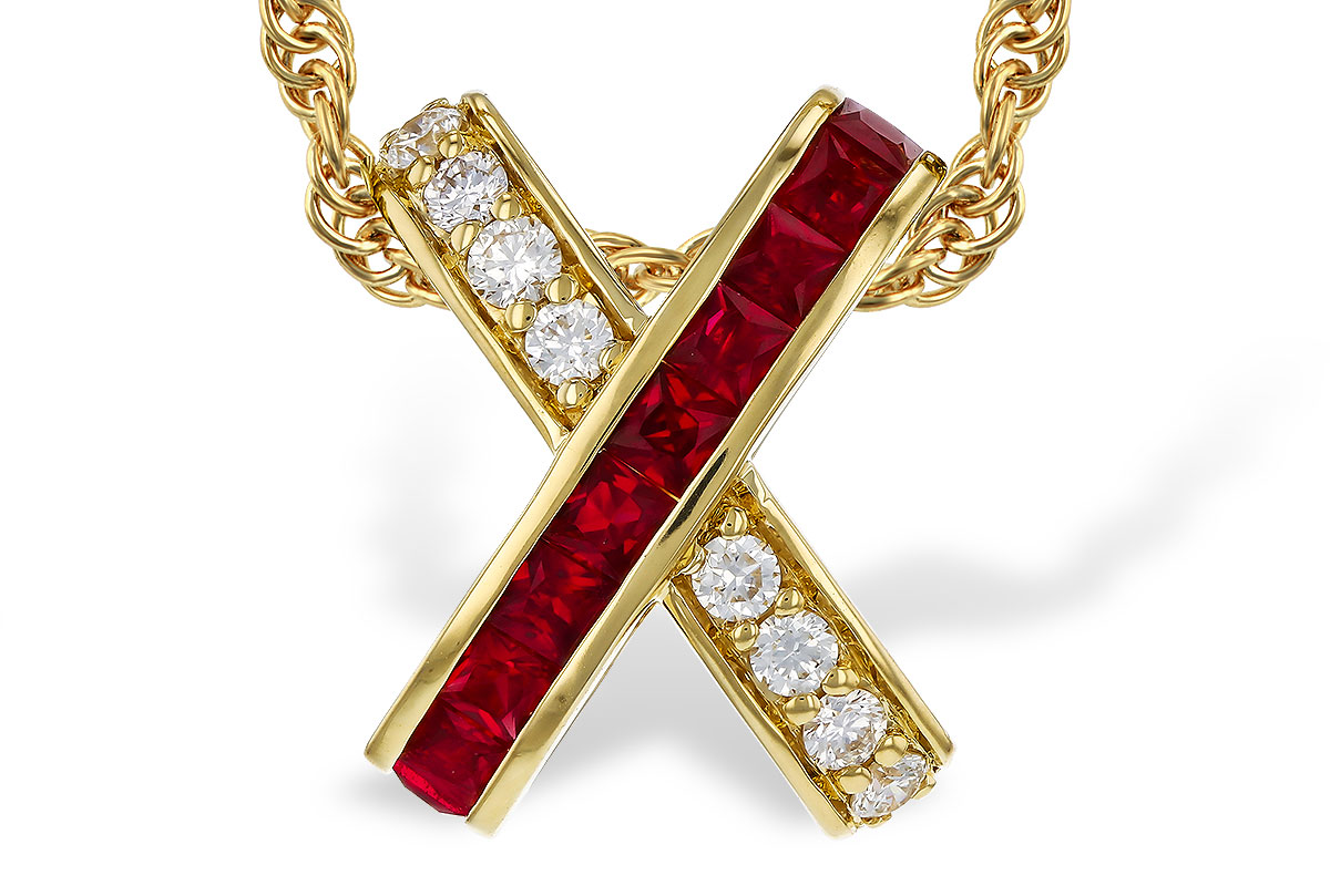 L329-17839: NECKLACE .53 TW RUBY .70 TGW